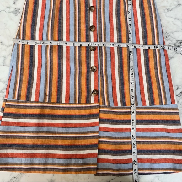 Gilli button front sleeveless striped linen blend midi dress size medium - Picture 6 of 8